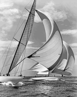 Aesthetic Black And White Sailboats Diamond Painting