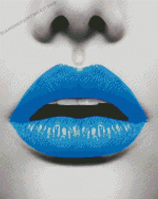 Aesthetic Blue Lips Diamond Paintings