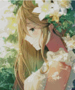 Anime Lady With Flowers In Hair Diamond Painting