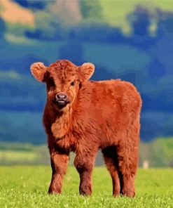 Baby Brown Cow In Farm Diamond Paintings
