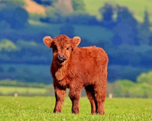 Baby Brown Cow In Farm Diamond Paintings