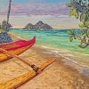 Beach And Canoe Diamond Paintings