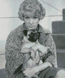 Black And White Elaine Stritch And Dog Diamond Painting