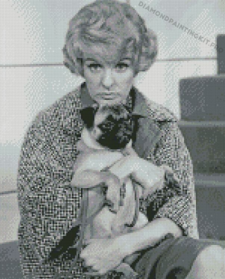 Black And White Elaine Stritch And Dog Diamond Painting