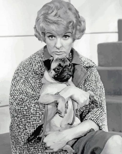 Black And White Elaine Stritch And Dog Diamond Painting