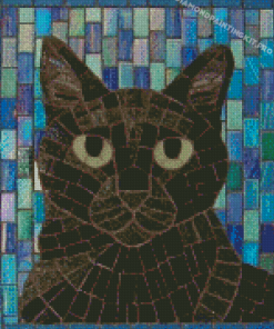 Black Mosaic Cat Diamond Paintings