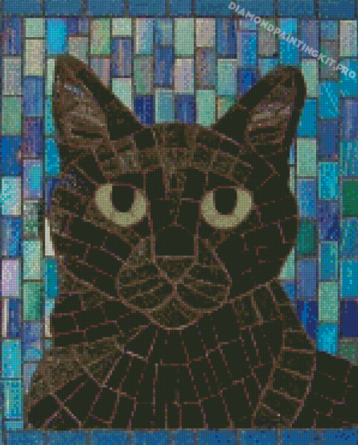 Black Mosaic Cat Diamond Paintings