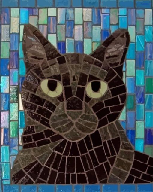 Black Mosaic Cat Diamond Paintings