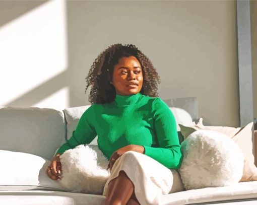Black Woman In Living Room Diamond Paintings