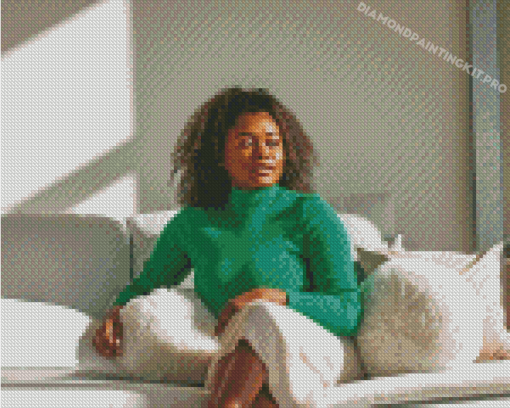 Black Woman In Living Room Diamond Paintings