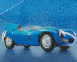 Blue Classic Car Jaguar Diamond Painting