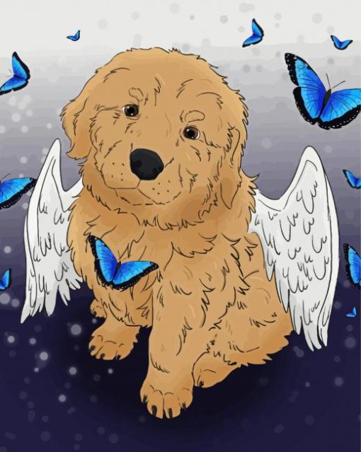 Brown Angel Puppy Diamond Painting