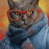 Cat Wearing Glasses Diamond Paintings