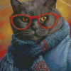 Cat Wearing Glasses Diamond Paintings