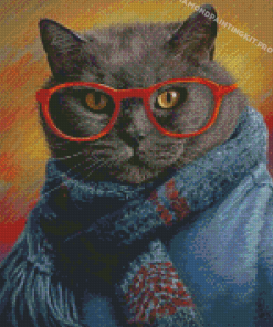 Cat Wearing Glasses Diamond Paintings