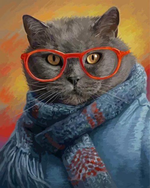 Cat Wearing Glasses Diamond Paintings