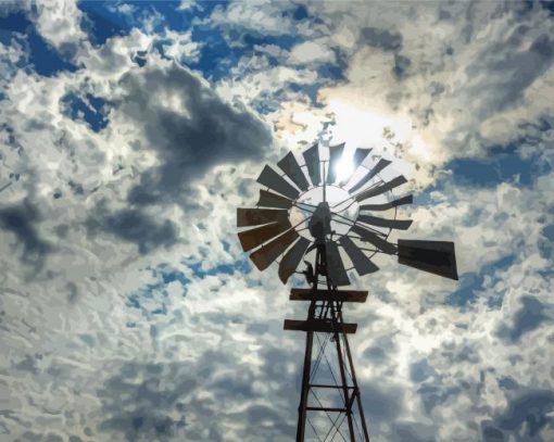 Cloudy Windpump Diamond Painting