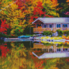 Cottage New England In The Fall Diamond Painting