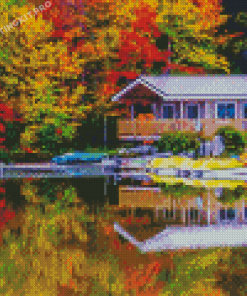 Cottage New England In The Fall Diamond Painting