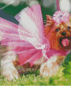 Cute Dog In Pink Dress Diamond Painting