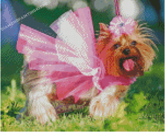 Cute Dog In Pink Dress Diamond Painting