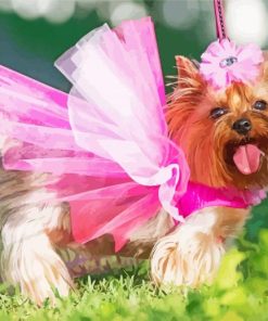 Cute Dog In Pink Dress Diamond Painting