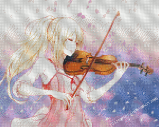 Cute Anime Girl Playing Violin Diamond Painting