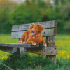 Cute Brown Dog On Bench Diamond Painting