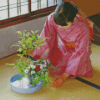 Cute Japanese Woman Arranging Flowers Diamond Painting