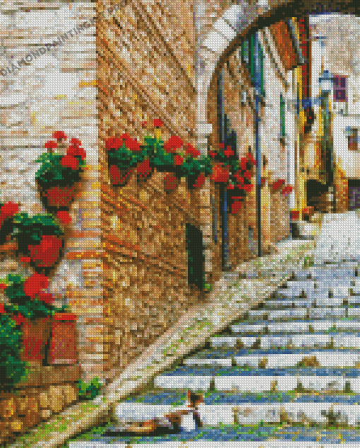 Flowering Old Streets Italy Diamond Paintings