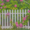 Flowers Floral White Picket Fence Diamond Paintings