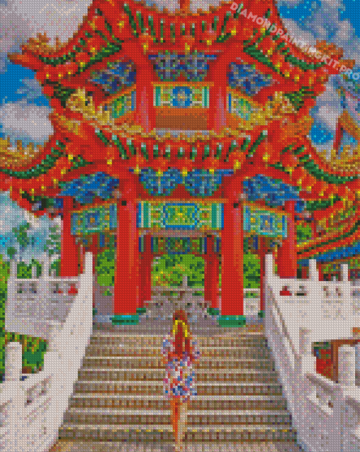 Girl In Thean Hou Temple Diamond Paintings