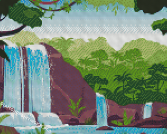 Jungle Waterfall Diamond Painting