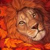 Lion In Leaves Diamond Paintings