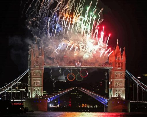 London Olympics Tower Bridge Fireworks Diamond Paintings