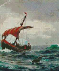 Longboat In The Ocean Diamond Painting