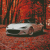 Miata In Fall Forest Diamond Paintings