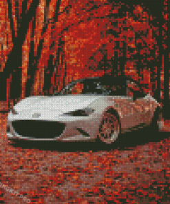 Miata In Fall Forest Diamond Paintings