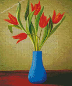 Orange Tulips Vase Diamond Paintings