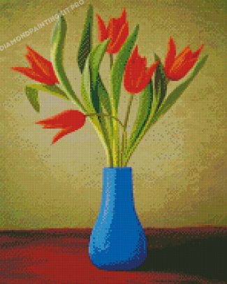 Orange Tulips Vase Diamond Paintings
