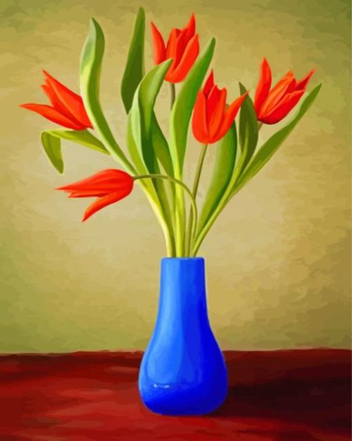 Orange Tulips Vase Diamond Paintings