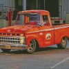 Orange Vintage Ford Pickup Diamond Painting