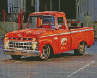 Orange Vintage Ford Pickup Diamond Painting
