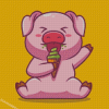 Pig Enjoying Ice Cream Diamond Paintings