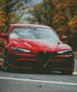 Red Alfa Romeo Giulia Diamond Painting