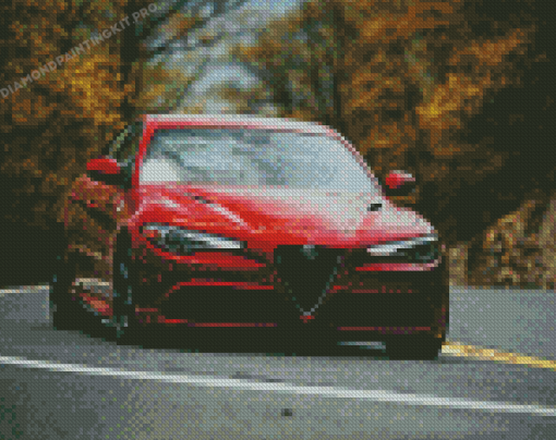 Red Alfa Romeo Giulia Diamond Painting