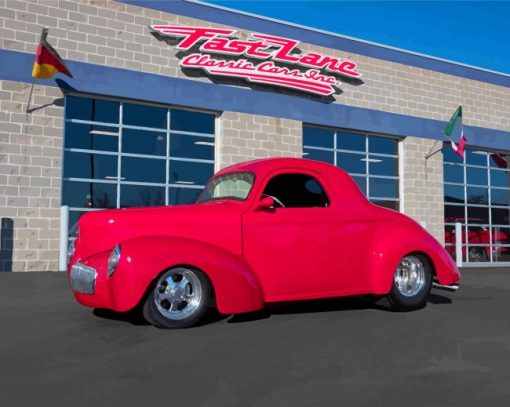 Red Willys Coupe Diamond Paintings