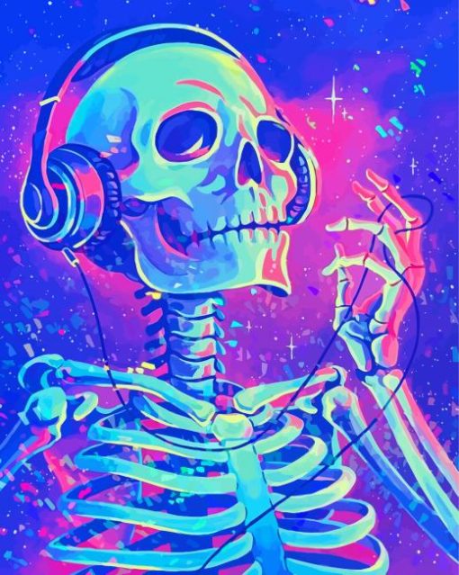 Skulll Listening To Music Diamond Paintings