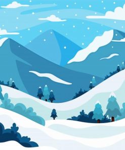 Snowy Mountains Cartoon Landscape Diamond Paintings