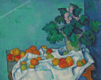Still Life With Apples And A Pot Of Primroses Diamond Painting